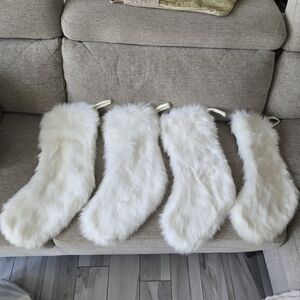 DKNY White Faux Fur Holiday Stocking Set Of 4